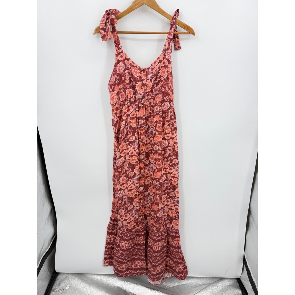 SONOMA Floral Midi Dress Maternity Size M Pink Cotton Tie Shoulder WM2UY002RP2